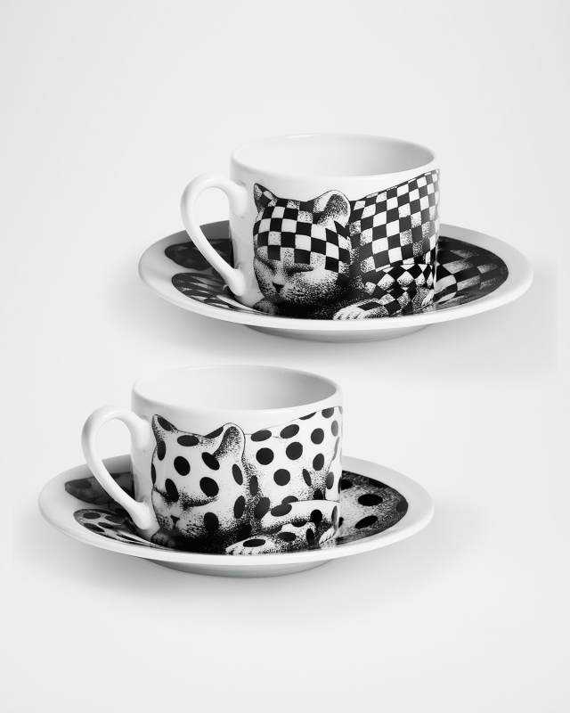 High Fidelity Tea Cups & Saucers, Set of 2